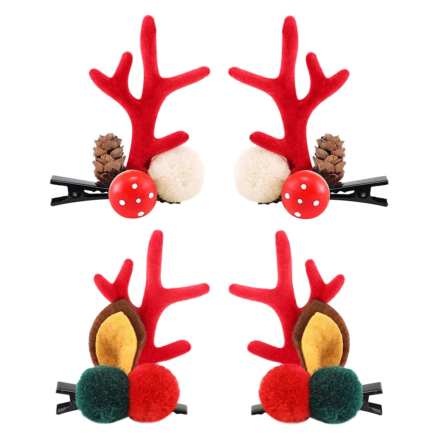 1 Pair Christmas Deer Horn Hair Clips Hair Barrette Hairpin Hair Accessories Set